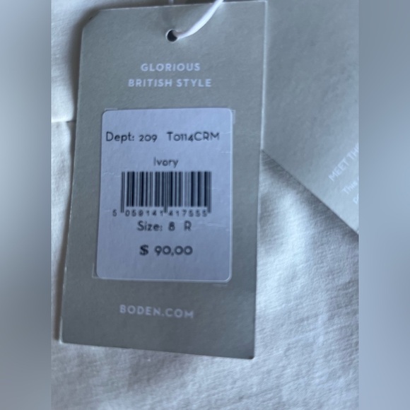 NEW Boden Ankle Pants Ivory Size 8 Regular - Picture 7 of 7